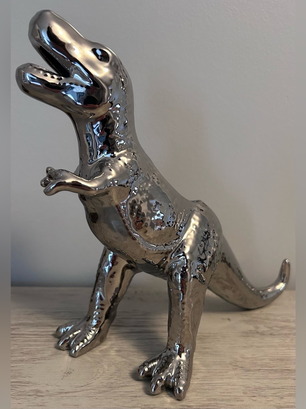 Silver T-Rex Flower Pot